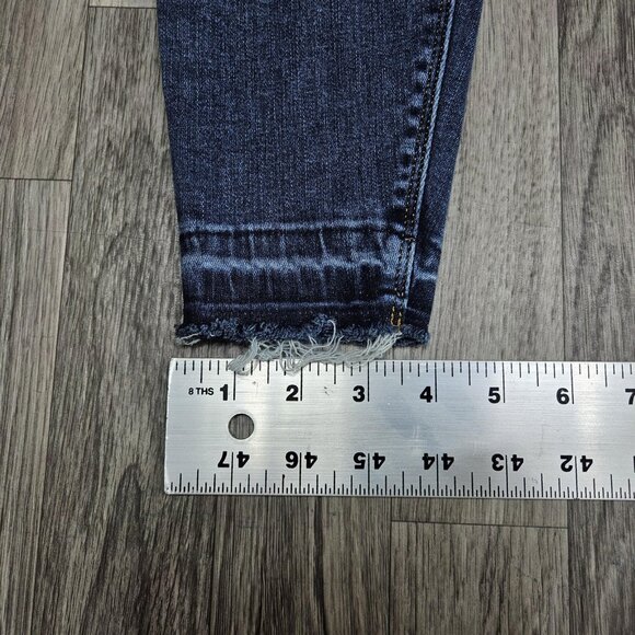 Spanx Jeans Womens Medium Blue Skinny Jeggings Pull On Distressed Raw Hem - Picture 12 of 12